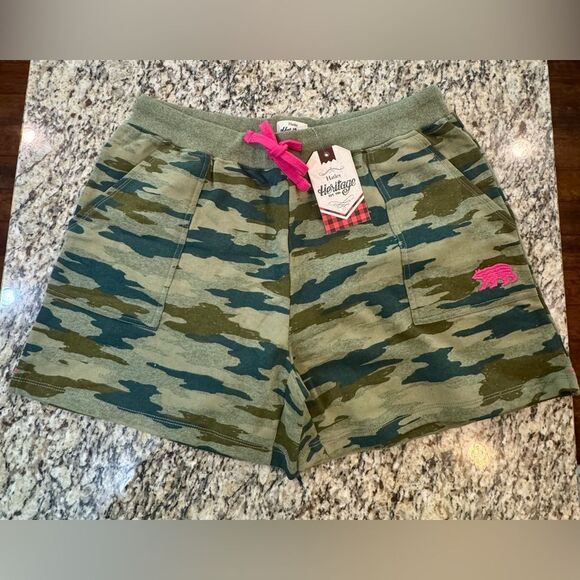 Hatley Green and Pink Cargo Shorts with Camouflage Pattern - Picture 1 of 8